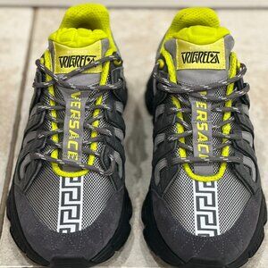 VERSACE Trigreca Sneakers Grey Sliver Neon Lime SIZE IT 40 / US 7